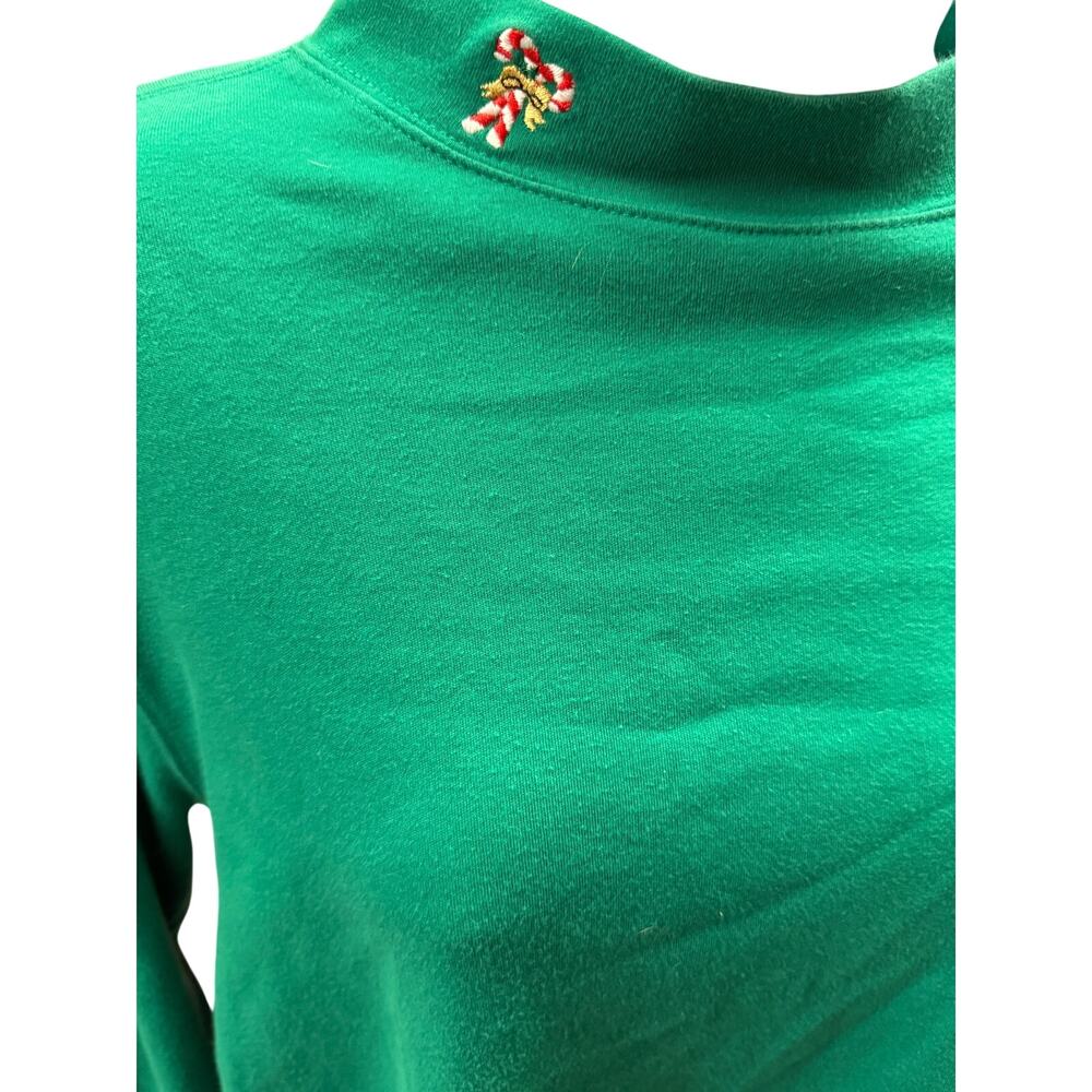 Vintage 90s Westbound Large cotton Mock Neck Sweater Christmas Candy Cane Ugly